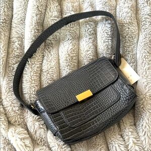 NWT A New Day Crocodile Pattern Shoulder Bag - charcoal grey